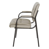 Office Star FL Series Faux Leather Guest Office Chair with Black Finish Frame, Taupe