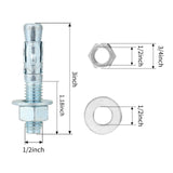 Metalsuberg 1/2"x3" Wedge Anchors by Zinced of Heavy-Duty Fastener for Cement and Concrete (25pcs Pack)