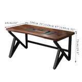 Modern Solid Wood Computer Desk, 55" Farmhouse Style Home Office Workstation with Metal Frame, Ideal for Study, Writing, Gaming, and Dining - Natural Finish