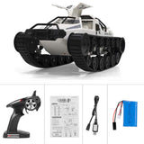 GoolRC RC Tank Car, 1/12 Scale 2.4GHz Remote Control Tank, 360?Rotating Off-Road RC Crawler Military Vehicle with Rechargeable Battery Gifts for Adults (White)