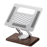 wood Laptop Stand for Desk, Laptop Riser with 360 Rotating Walnut Base, Adjustable Laptop Stand