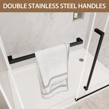 44-48" W x 76" H Glass Shower Door, Frameless Shower Door with 5/16" (8mm) Clear SGCC Tempered Glass, Explosion-Proof Film, Stainless Steel Hardware, Matte Black