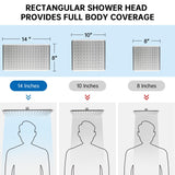 G-Promise All Metal 14 Inches Rain Shower Head with Handheld Built-in Power Wash Mode, 3-way Diverter with Pause Setting, 11 Inches Adjustable Extension Arm, Long Hose (Brushed Nickel, 14 Inches)