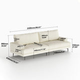 NessCarsti 86.61" 3-Seater Cloud Sofa Couch, Modern Fabric Down-Filled Sofa