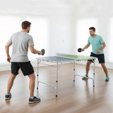 Goplus Foldable Ping Pong Table, 100% Preassembled Mini Table Tennis Table with Adjustable Height for Indoor Outdoor, Portable Table Tennis Set Includes Net, 2 Paddles, Balls