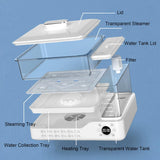 HMWOKPOT 24L Electric Steamer for Cooking, 3 Tier Food Steamer Vegetable Steamer with Baskets, 12H Booking, Independent Water Tank for Vegetables and Seafood