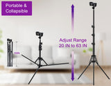 Purple River Hair Dryer Stand 20" to 63" Adjustable Blow Dryer Holder with Tripod and Universal Clip, Easy to Use, Hands Free Relieve Wrist Pain, Shoulder Periarthritis etc (Black)