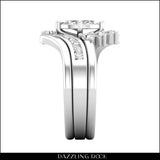 Dazzlingrock Collection 0.50 Carat Center Marquise & Round Lab Grown White Diamond Engagement Ring Set for Women in 925 Sterling Silver Size 8
