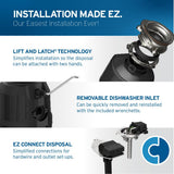 InSinkErator Power 1HP, 1 HP Garbage Disposal, Power Series EZ Connect Continuous Feed Food Waste Disposer, Black