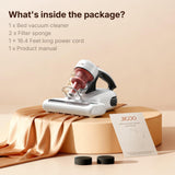 JIGOO J200 Improve Sleep Mattress Vacuum Cleaner Uv Sanitizing, Deep Cleaning Bed Vacuum Non-Destructive Fabrics, 99.9% Effective Filtration for Allergy Sufferers