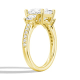 Princess Cut Three-Stone Moissanite Engagement Ring 3CT Yellow Size 7.5