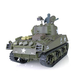 wheelfun Heng Long US in Stock, RC Tank 2.4G 1/16 Scale 7.0 Plastic Version M4A3 Sherman Smoking Unit Battle Tank Military Transport Vehicles 340° Rotating Turret IR Combat Model 3898 BB Airsoft