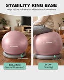 Trideer Yoga Ball Chair with Base for Office Desk, Exercise & Stability Ball Seat, Pilates Ball for Core Training, Pregnancy Ball for Comfort, Back Pain Relief & Active Sitting