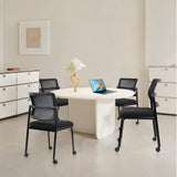 Stacking Chairs 8 PK, Adjustable Backrest Stackable Mesh Office Waiting Room Armless Chair with Wheels for Guest