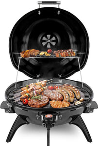 1600W Electric Indoor/Outdoor Grill - 15-Serving Removable Stand BBQ with Double Layer Design for Countertops (Black) Techwood