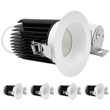 LUXRITE 4 Inch Recessed Light, Regressed Canless LED Spotlight, 5CCT 2700K-5000K, CRI90, 22W, 1700 Lumens High Output, 60º Wide Flood, Round White Trim, Dual Dimmable, IC & Wet Rated (4 Pack)