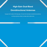 Diyeeni 3000Mbps Wireless Outdoor Router, 6 Dual Band 7dBi Antennas, 5 Modes with POE for Camping (US Plug)