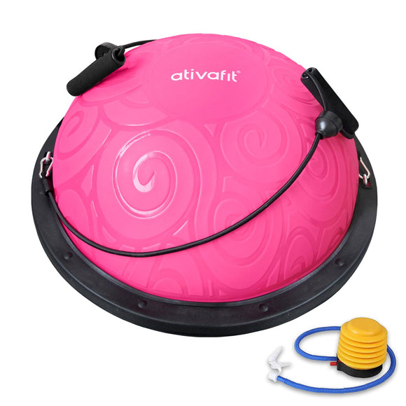 Ativafit Balance Ball Half Exercise Ball Balance Trainer Inflatable Yoga Ball for Home Gym Workouts Core Strength Fitness Half Ball with Resistance Bands, Pump, Support to 660 lbs ATIVAFIT