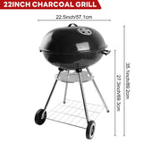 gzcmxh Charcoal Grill - portable BBQ Grill with adjustable air vent, wheels, hanlde - Charcoal Kettle Grill for outdoor, camping, backyard, picnics, party parties
