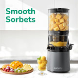 Canoly C16 Cold Press Juicer, 6" Extra Wide Feed Chute, 3-IN-1 Strainers (Juice & Sorbet & Nut Milk), Powerful AC Brushless Motor, Self Precut System, Juicer Machines with BPA-Free (Space Gray)