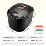 Bread Maker, 19-in-1 2LB Dough Machine, Nonstick Ceramic Pan Automatic Breadmaker with Gluten Free Setting, Automatic Compact Dough Machine Nonstick,Digital,3 Loaf Sizes, 2 Crust Colors, Black