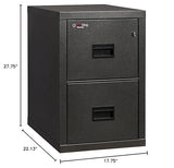 FireKing Turtle Vertical 2 Drawer Fire Rated File Cabinet, Black