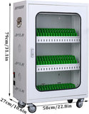 Aluminum Alloy Mobile Phone Charging Cabinet, Portable 60 Device Storage Box, Secure Lock, Silver, 22.8x10.6x31.1 inches, Office