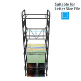 PUNCIA 4 Tiers Metal Rolling File Carts with Wheels Hanging Files for Letter Size Movable Pull-Out File Folder Rack Drawer File Cabinet