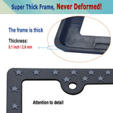 BGGTMO American Flag License Plate Frames- Patriotic USA Stars and Stripes Plastic Car Tag Holder Cover (Gloss on Matte Black) with Screws