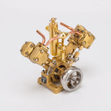 MechPuConToy Engine Model Kit That Works, RW-V2 Mini V-Shape Double Cylinder Reciprocating Steam Engine Model for 70-130cm Steamships (Boiler Not Included)