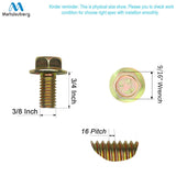 3/8" x 3/4" Flanged Hex Toothed Bolt by Color Zinc Plated, Alloy Steel,Grade 5.(12pcs Pack) by Metalsuberg