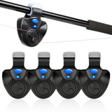 Linkstyle Fishing Bite Alarms, 4PCS Electronic Fish Bite Indicator, Fish Pole Clip On Alert Bells with Lights for Night Fishing
