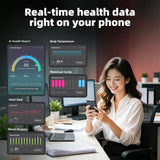 Bryzova Smart Ring | No Subscription, Heart Rate & Blood Oxygen Monitoring, Sleep & Women’s Health Tracking, AI Health Advisor, IP68 Waterproof Fitness Ring for Android & iOS (Silver, 12#)