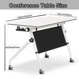 Folding Mobile Conference Room Table, 8 Pack 55.1”x21.65”x29.5” Flip Top Training Desk with 4 Locking Wheels, for Office Meeting Room Classroom