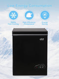 Chest Freezer 3.5 Cu.Ft Mini 7 Gears Temperature Control Compact Deep Freezer with Top Open Door and Removable Storage Basket Black