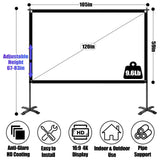 XIAOHUI 120 inch Outdoor Projector Screen with Stand, Portable Projector Screen with Carry Bag Windproof Fixing Rope Set, 4K Anti Light Glare Movie Projection Screen for Room Outside Home Theate