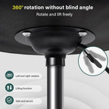 BFTOU Black Square Minimalist Swivel Stool with Wheel for Work SPA Shop Massage Height-Adjustable and Cost-Effective Rolling Stool Chair with Back