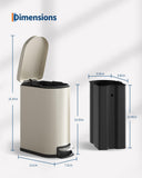 Garvee 2.6 gal / 10 L Metal Bathroom Trash Can with Lid, Slim Waterproof Garbage Can for Bedroom