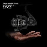 Piscifun Carbon X Spinning Reels, Light to 5.7oz, 5.2:1 Low Speed Gear Ratio, Carbon Frame and Rotor, 10+1 Shielded BB, Smooth Powerful Freshwater Spinning Fishing Reel, 1000 Series