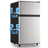 WANAI 3.5 Cu.Ft Mini Fridge with Freezer, Freestanding Refrigerator for Office, Dorm, Apartment, 7-Level Adjustable Thermostat, 2 Removable Shelves and Bakset, Small Fridge in Silver