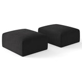 40" Oversized Square Corduroy Ottoman, Large Ottoman Pouf Footstool, Black