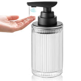 Automatic Touchless Liquid Soap Dispenser Clear Glass Rechargeable Type C with Matte Black Pump for Hand and Dish Soap 12 oz Kitchen and Bathroom Countertop