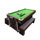 simba usa 4 in 1 - 7Ft Green Pool Table with Benches + Air Hockey + Tennis Table Tennis + Dinner Table Model Mattew, Green,White,Red