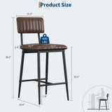 IDEALHOUSE Bar Stools Set of 8 w/Back & Footrest, Counter Height Bar Stools Set of 8 with Thick Cushion & Thickened Metal Legs, Upholstered Counter Height Bar Stools for Island, Counter Bar, Brown