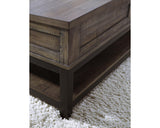 Signature Design by Ashley Johurst Rustic Rectangular Lift Top Coffee Table and Fixed Lower Shelf, Brown