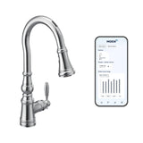 Moen Weymouth Chrome Smart Faucet Touchless Pull Down Sprayer Kitchen Faucet with Voice Control and Power Boost, S73004EVC