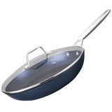MsMk 8 inch Non stick frying pan with lid, Egg Omelet Skillet, Titanium and Blue Diamond Non-Toxic Coating From USA, Dishwasher and Oven Safe