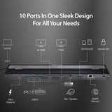 Dual HDMI Display, 5Gbps USB-A x3, SD Card Reader, PD 100W, RJ45 Ethernet, Combo Audio Jack, for MacBook and Windows Laptop