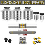 PHOEROS Adjustable Dumbbell Set - 44/66/88 LBS weights set, Dumbbell Barbell 3 in 1, Steel Dumbbells Pair with Connecting Rod for Adults Women Men Fitness Workout, Home Gym Exercise Training Equipment (88lbs)