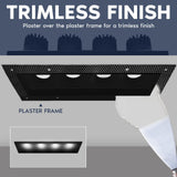 LUXRITE 4-Head Regressed Trimless Gimbal LED Recessed Spotlight, 360°+15° Swivel Rotation, 5CCT 2700K-5000K, CRI90, 60W, 4000 Lumens, 60° Beam, Rectangle Black, Dual Dimmable, IC & Wet Rated (2 Pack)